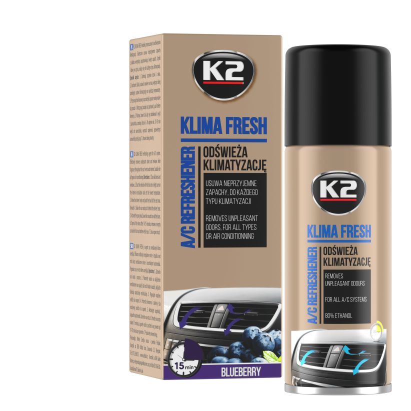 k2 klima fresh blueberry 150ml - airco reiniger - interieur verfrisser