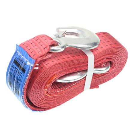 sleepband 5t - 4,5m - rood - inclusief haken - sleepkabel