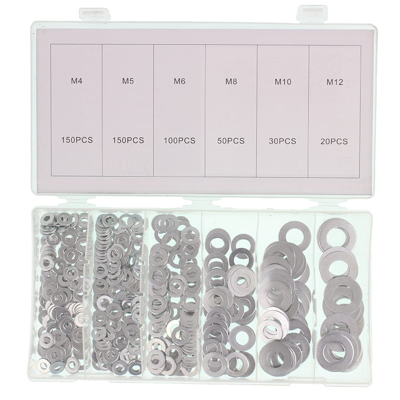set stalen vlakke ringen 500 stuks - m4 tot m12 - wasringen - bevestigingsringen