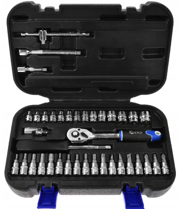 doppenset - 1/4 duims - doppendoos - 38 delig - ratelset - dopsleutelset - geko