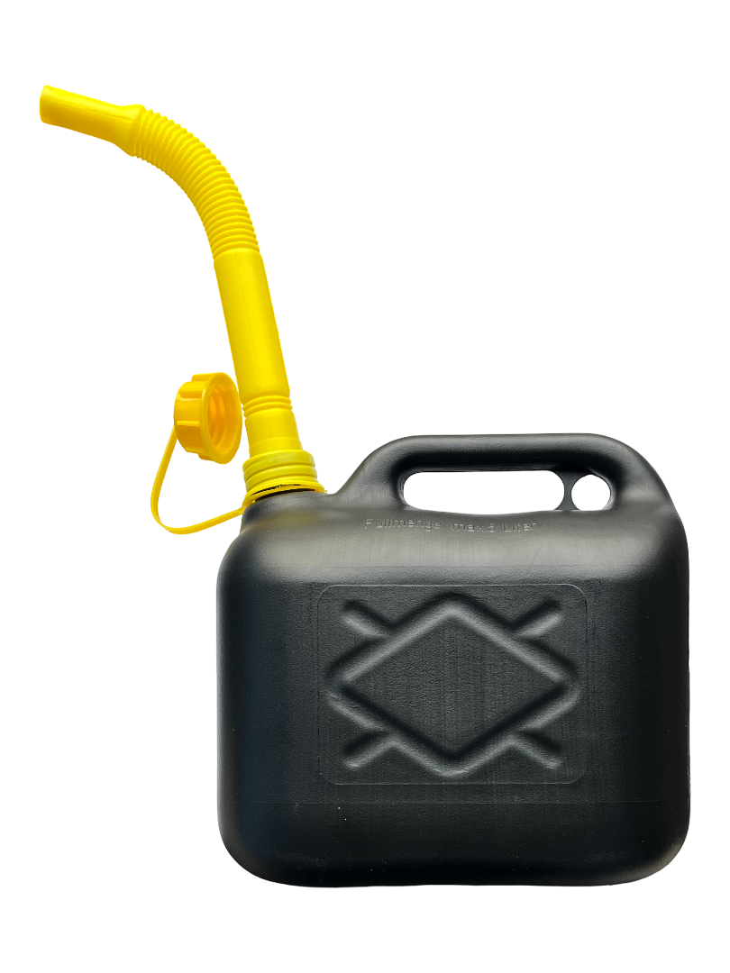 jerrycan 5 liter inhoud - flexibele tuit - kunststof benzinekan - vloeistof kan - brandstofkan