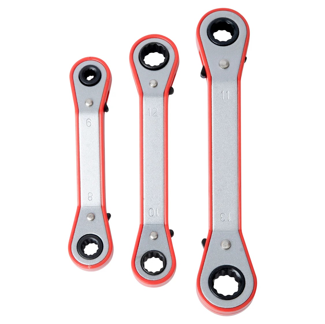 ringratel sleutel set - 3 delig - 6x8, 10x12, 11x13 mm - ratel ringsleutel - benson