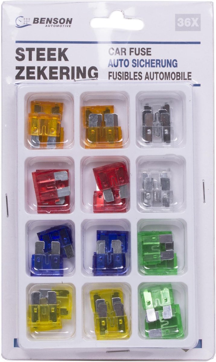 steekzekering standaard - 36 dlg - 5, 10, 15, 20, 25, 30 ampère - benson