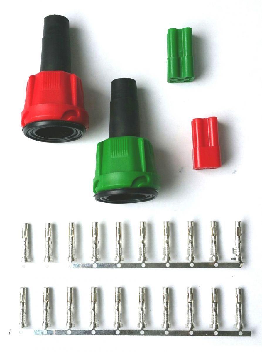 aansluitset connector groen en rood - connectors - aansluit connectors - bajonet aansluiting