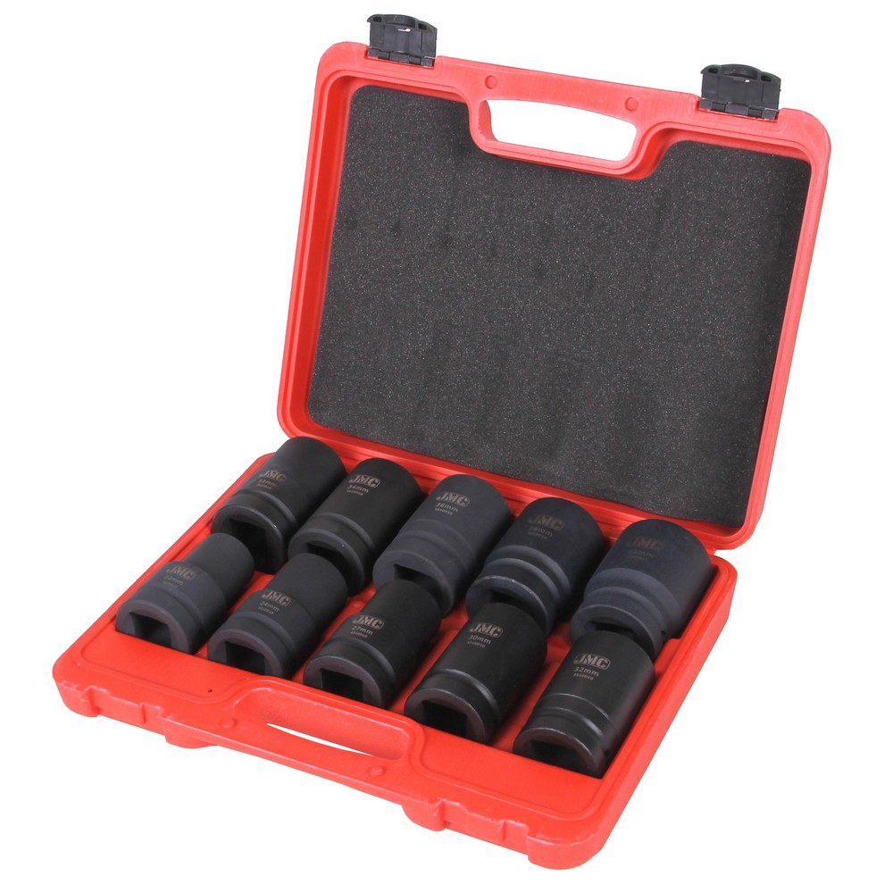 krachtdoppen set - 10-delig - 1 inch aansluiting - 22 tot 41 mm - slagdoppen - doppenset