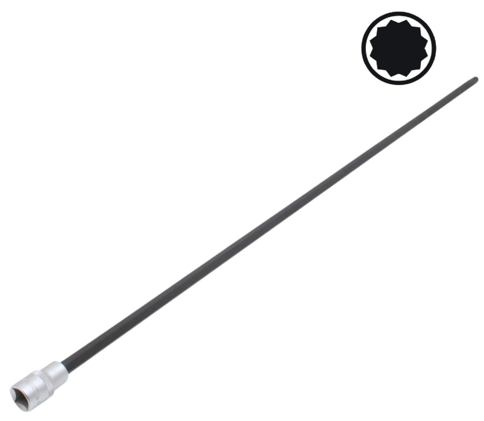 M12 1/2 duims splinedop - 800mm lang fijne vertanding - veeltand uitwendig - 12 tand dop - asta