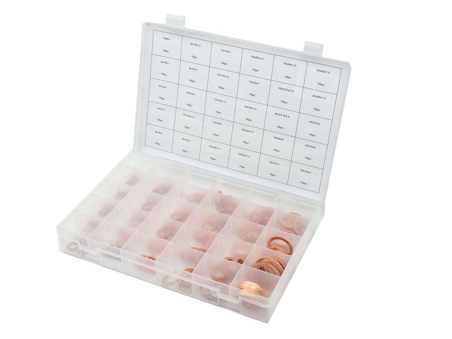 o-ringenset koper 300 delig - koperen ringen - ringen - o ringen - afdichtingsringen - geko