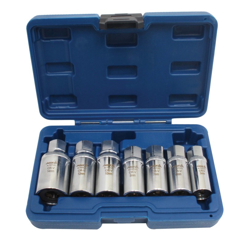 draadeinden uitdraaierset - 7 delig - bout verwijder set - tapeind uitdraai gereedschap - asta