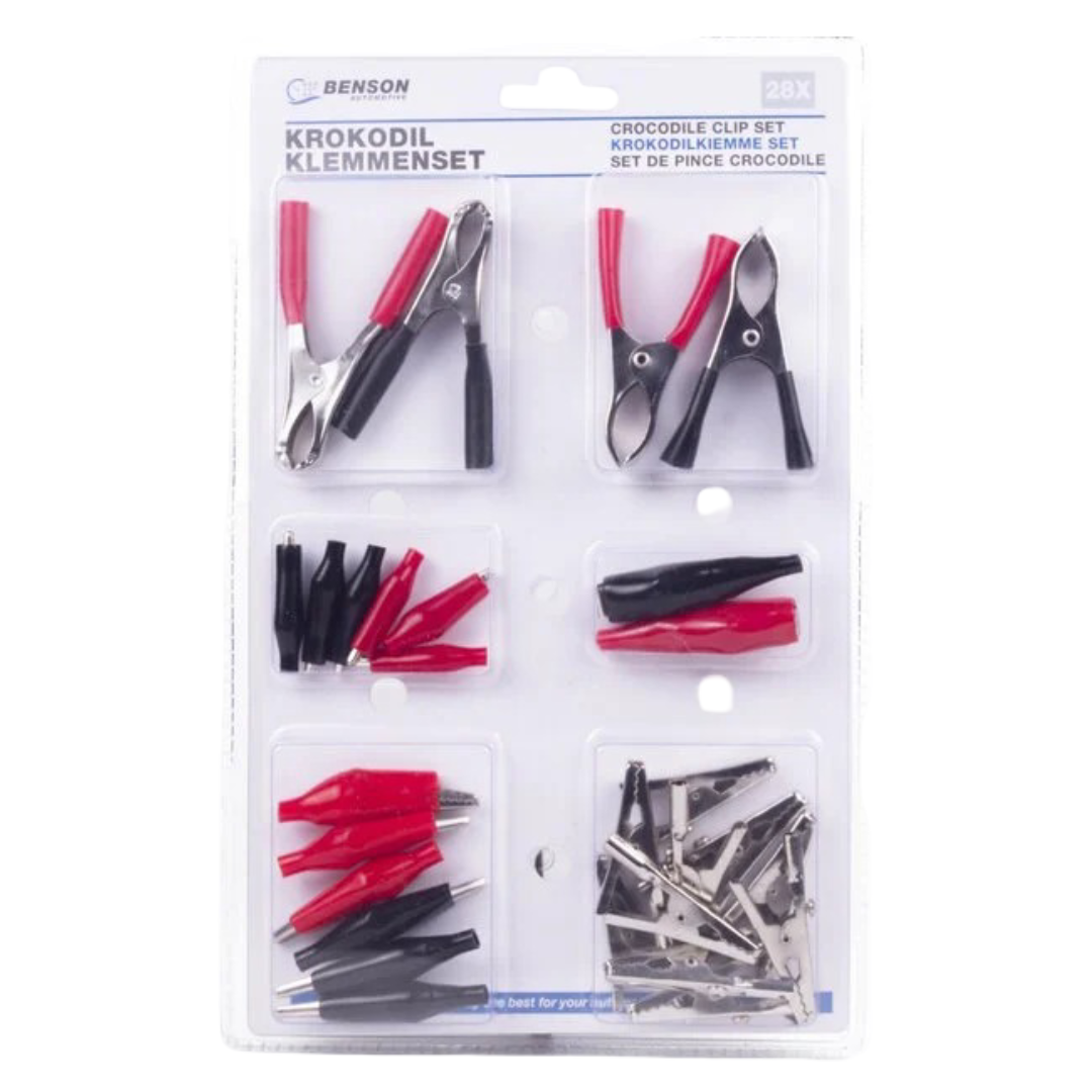 krokodil klemmenset - 28 delig - accuklemmen set - krokodillenklemmen set