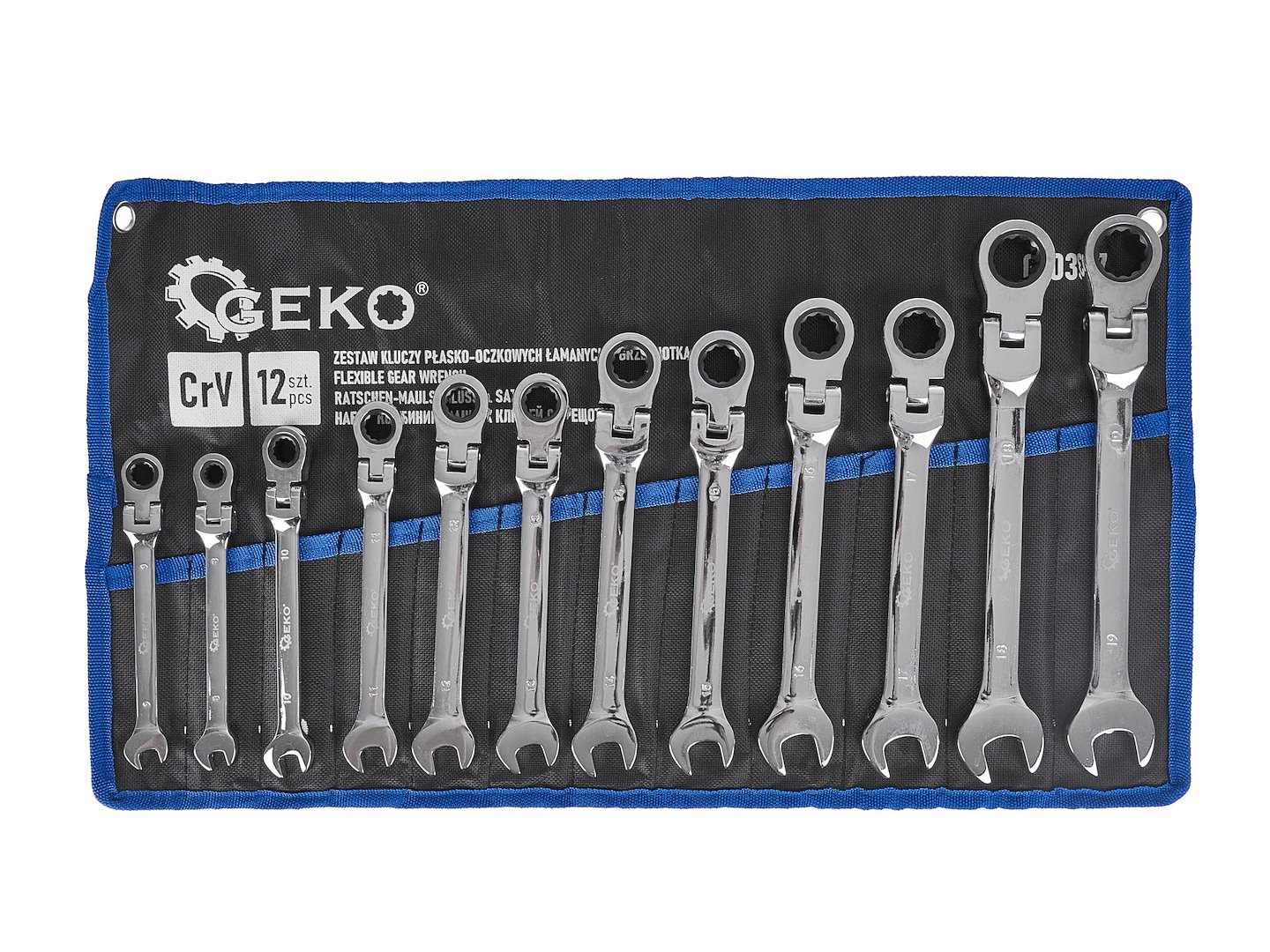 steekringratelsleutel set 12 delig - 8 tot 19 mm - ratelsleutel met ring - ringratelsleutel - ringratel - steekring ratel - gek