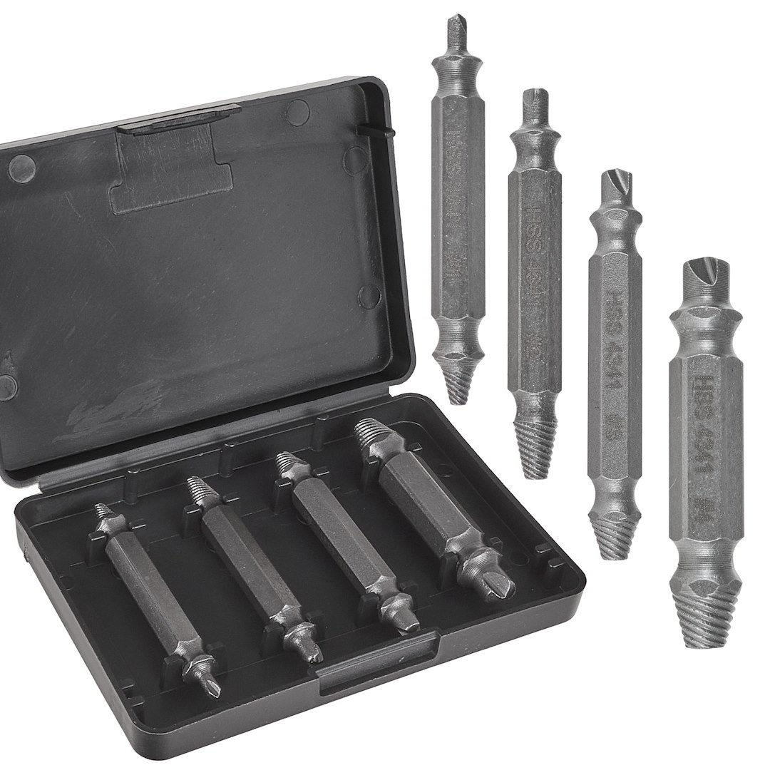 dubbelzijdige schroefextractorset - 4 stuks - schroefuitdraaierset - schroef extractor set - keltin