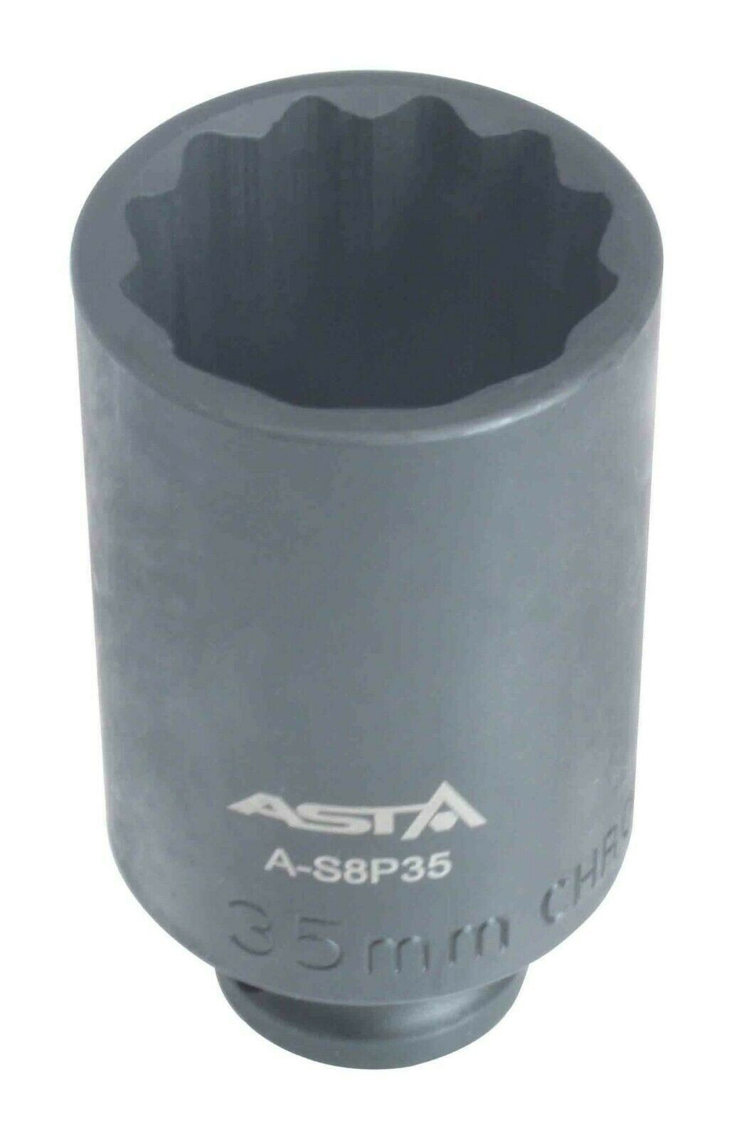 twaalfkant verlengde krachtdop - 35 mm - 1/2 duims aansluiting - slagdop - impact dop - rateldop - asta