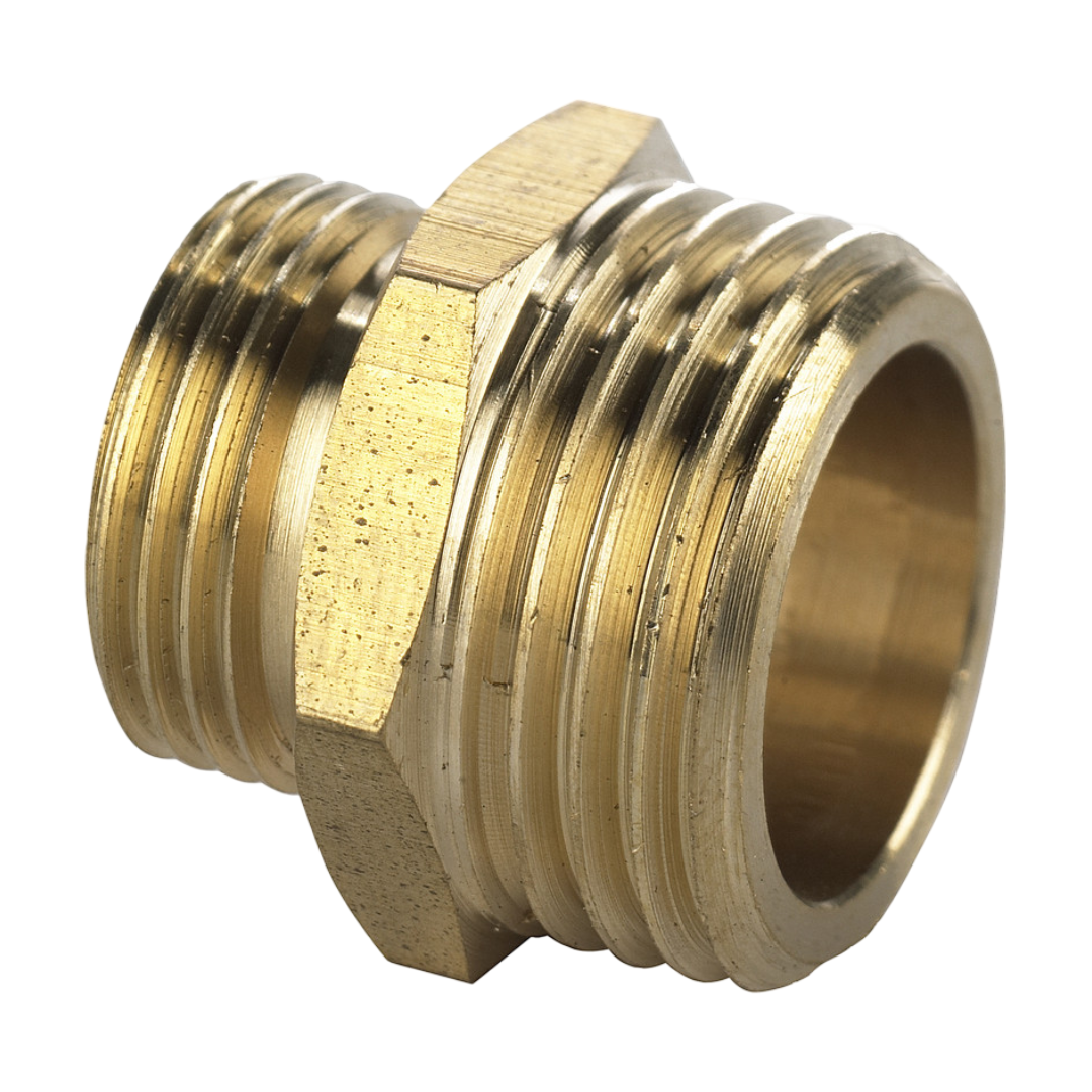 messing verloopstuk luchtkoppeling - 1/2'' naar 3/8'' - verloopnippel - asta