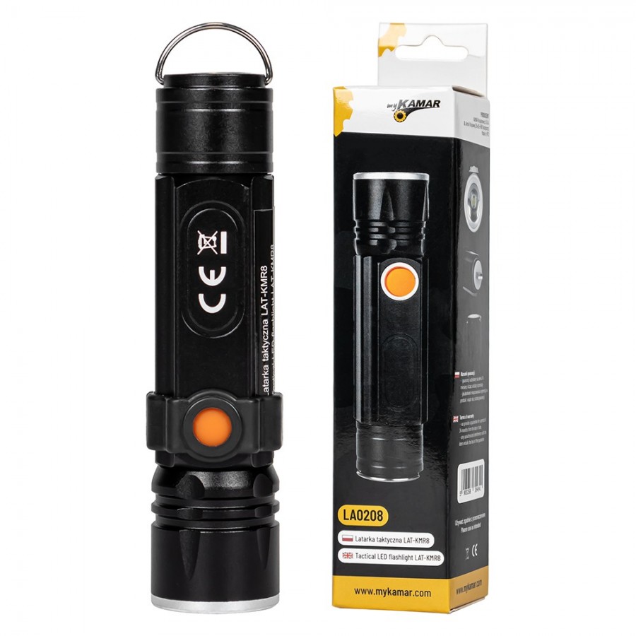 tactical led zaklamp 300 lumen - oplaadbare looplamp - werklamp - zaklamp - kmr