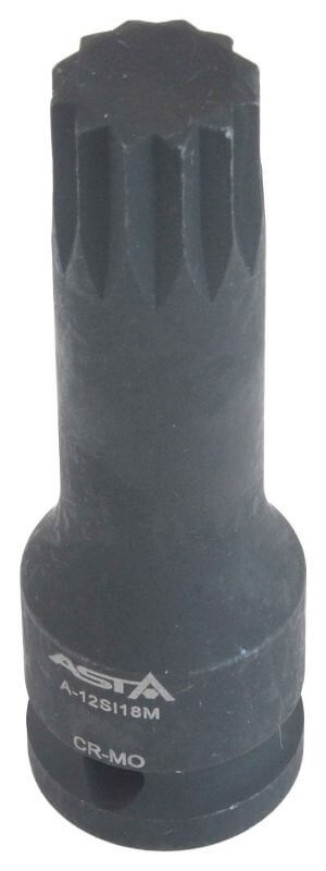 m16 twaalfkant spline dop uitwendig - 78 mm - 1/2 duims aansluiting - veeltanddop - meertanddop - spline bit - asta