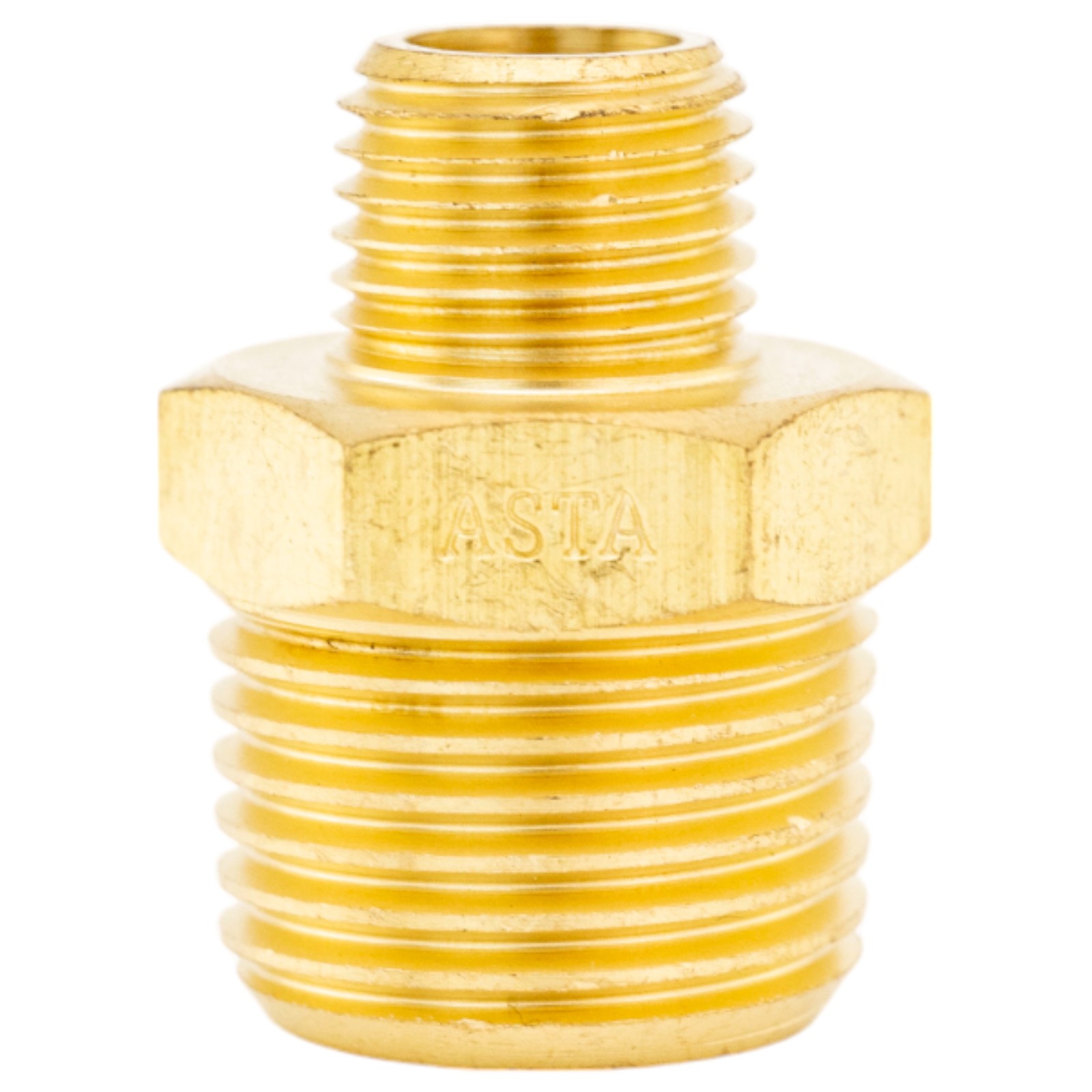 messing verloopstuk luchtkoppeling - 1/2'' naar 1/4'' - verloopnippel - luchtnippel - asta