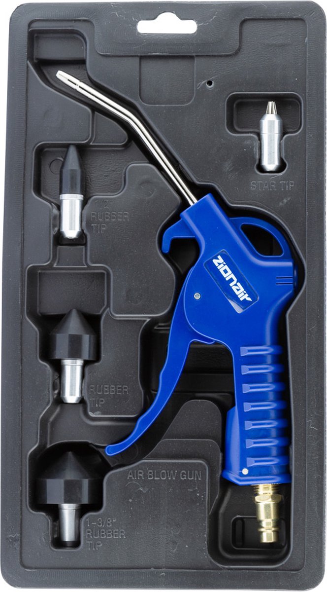 blaaspistool set - 5 delig - luchtspuit - afblaas pistool kunststof - 1/4 duims aansluiting - zionair