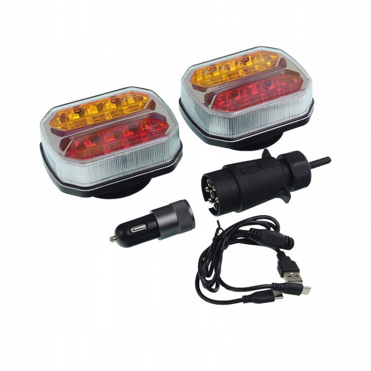 draadloos&nbsp;verlichting set magnetisch 7 polig 12/24 volt -&nbsp;achterlichten led - aanhanger verlichting - achterlicht