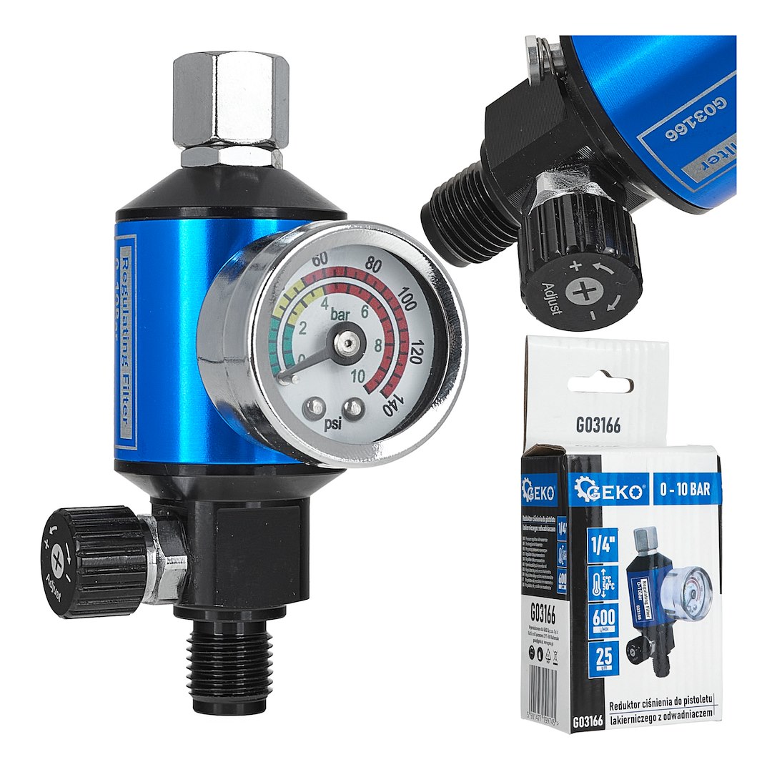 drukregelaar met manometer - compressor regelaar 1/4 duims  - reduceerventiel - geko