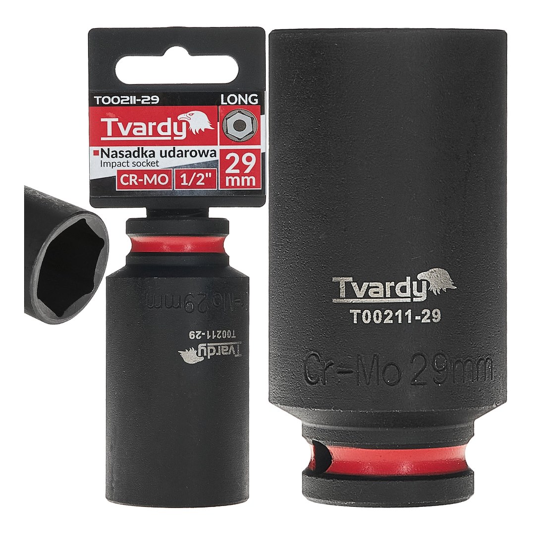 lange krachtdop 29 mm - 1/2 duims aansluiting - slagdop - impact dop - rateldop - dop - tvardy