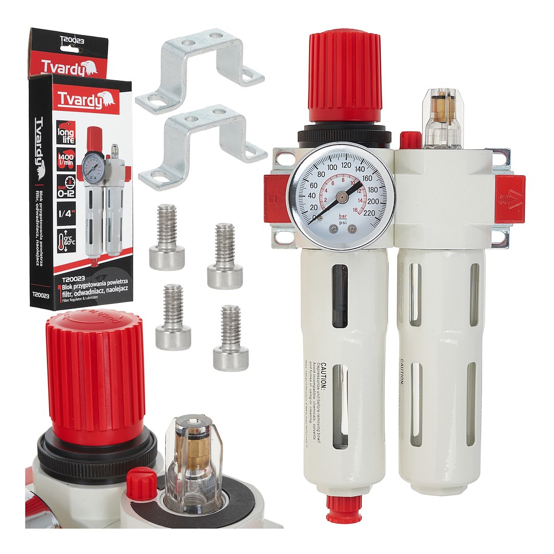 drukregelaar met filter en olienevelaar - compressor regelaar 1/4 duims  - reduceerventiel - tvardy