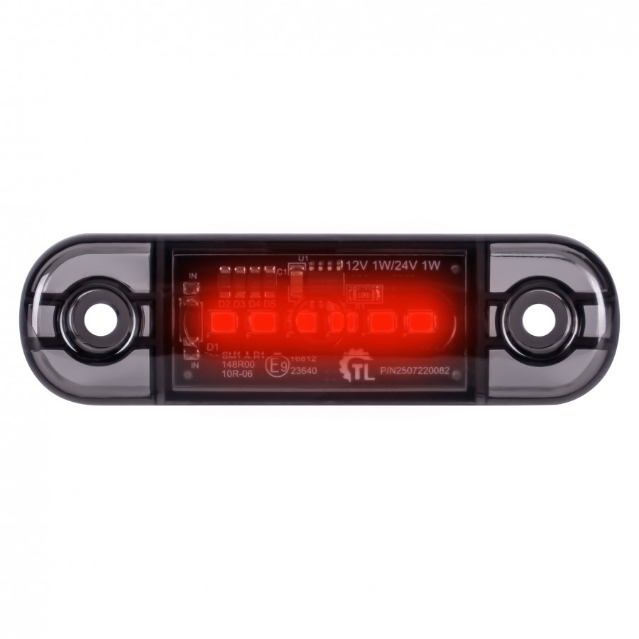 led zijmarkeringslamp donker rood 6x led - contourlamp - zijlamp - markeringslamp