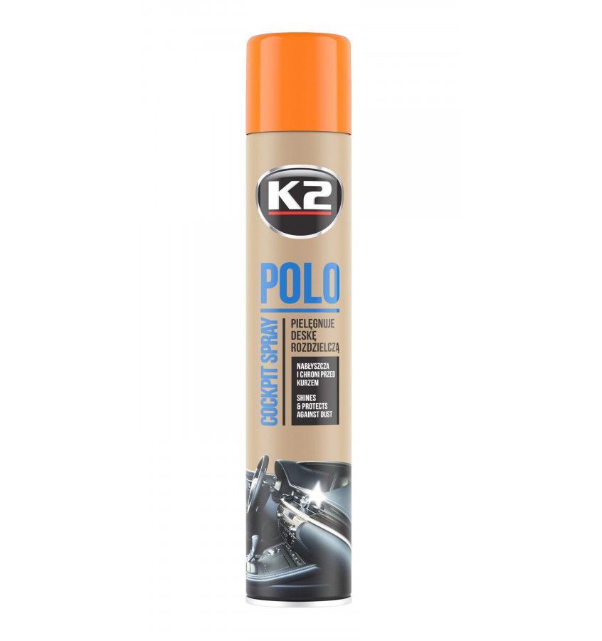 k2 polo cockpitspray perzik 750 ml - cockpit reiniger - cockpit geur - autogeur - interieurreiniger