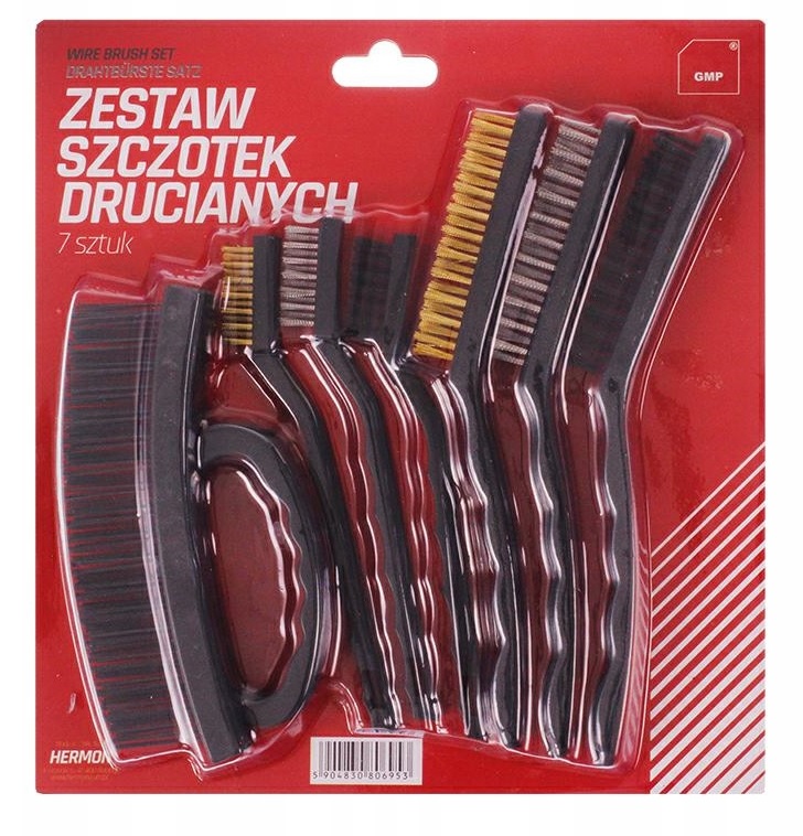 staalborstel set 7 delig - nylon - staal en messing borstels - handborstel&nbsp;- draadborstel - gmp