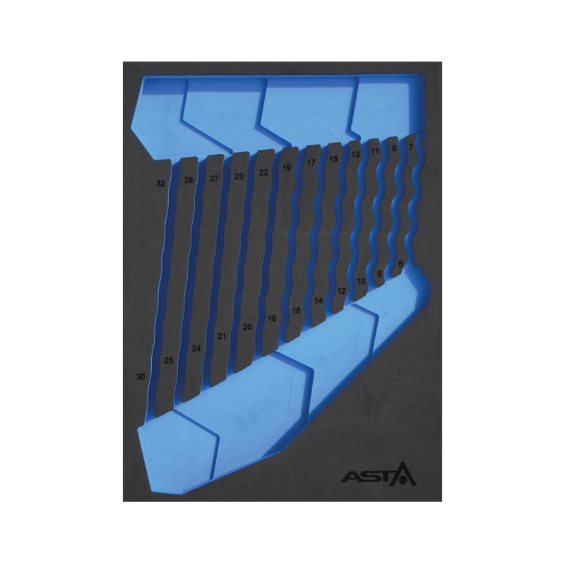 foam inlay voor 12 gebogen ringsleutels - sleutel inleg&nbsp;- gereedschapswagen inleg foam&nbsp;- asta