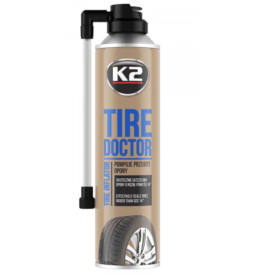 k2 bandenreparatie spray 500ml - lekke band pechspray - lege band reparatie spuitbus - dichting middel