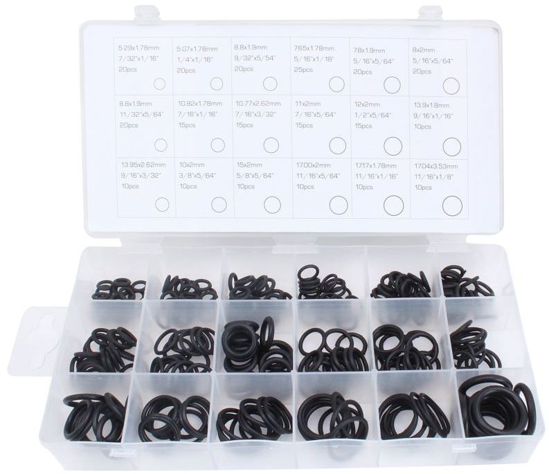 270 delig o-ringen assortiment - o ringen&nbsp;verschillende maten - afdichtingsringen - rubberringen
