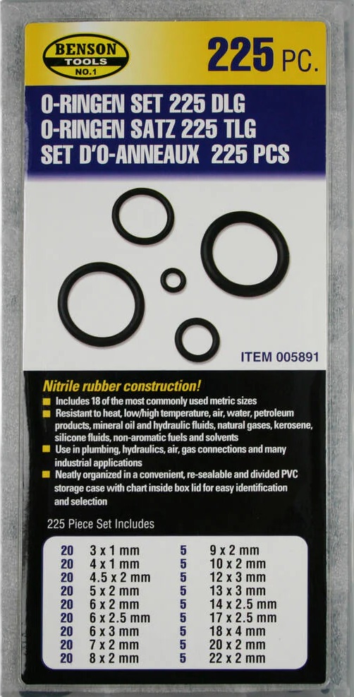 225 delig o-ringen set - o ring - rubber ringen - afdichtingsringen - afsluitringen - universele sluitringen