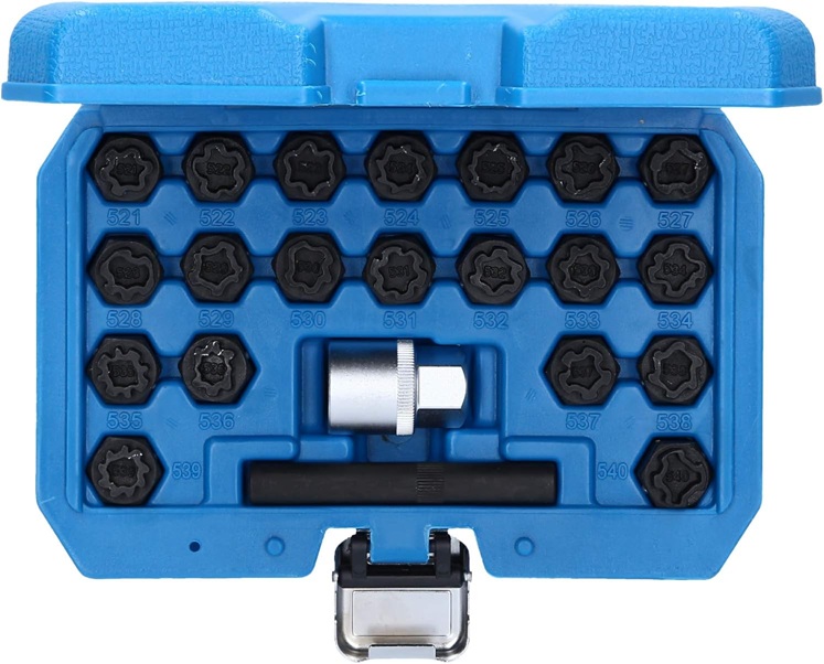 22 delige vag (de)montageset wielbouten -&nbsp;&nbsp;wielmoer slotbouten set - losmaakset borgbouten - anti diefstal bouten