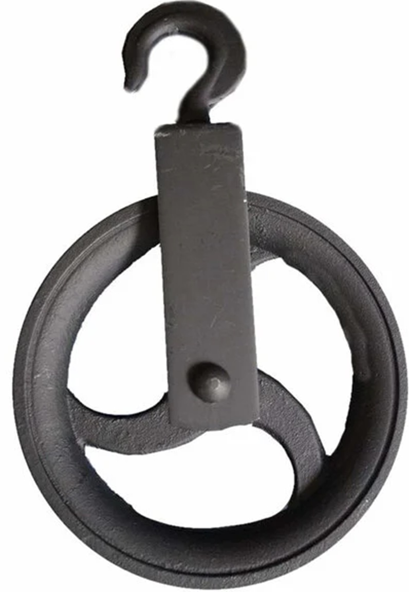 220 mm diameter wiel&nbsp;hijshaak - katrol met haak - decoratie katrol - sierkatrol - hijskatrol