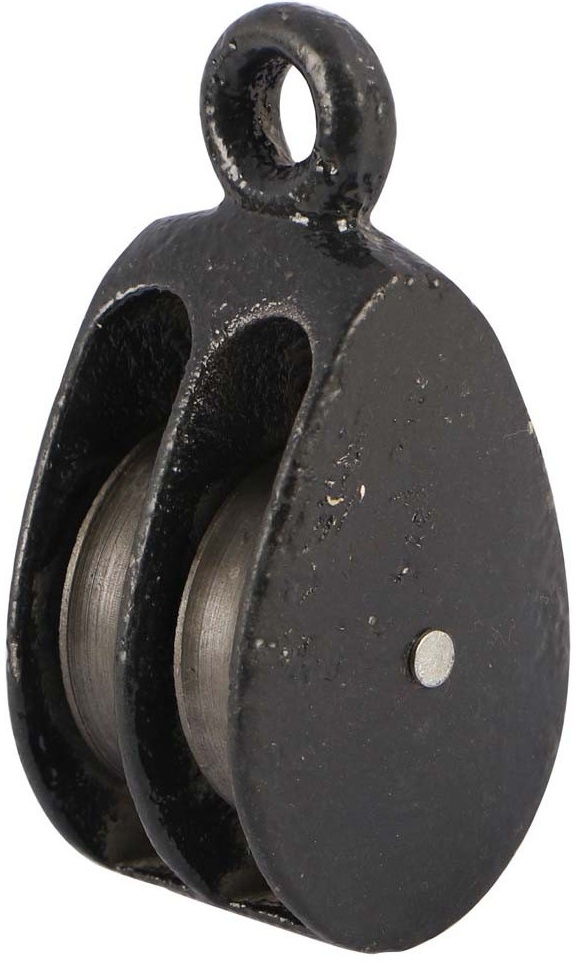3 mm diameter touw of kabel 12 mm kleine katrol dubbel - hijskatrol - sierkatrol - decoratiekatrol - gietijzer katrol - katroll