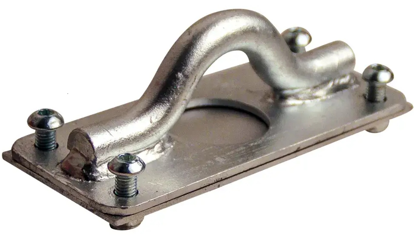 155 x 65 mm en 43 mm hoog wandoog&nbsp;met tegenplaat - wandanker - bindoog &nbsp;- sjoroog - vastzetoog - vloerring voor de aanhanger