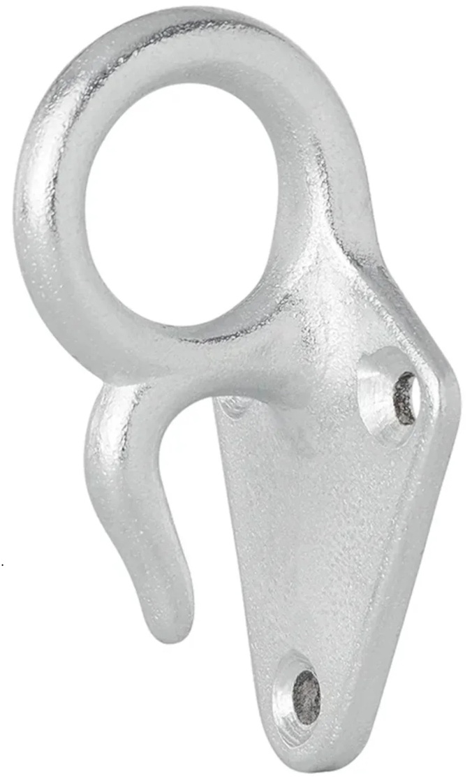70 x 40 mm gietijzeren touwhaak met oog - bindhaak - bindoog - aanhanger sjoroog - gaaskleed haak