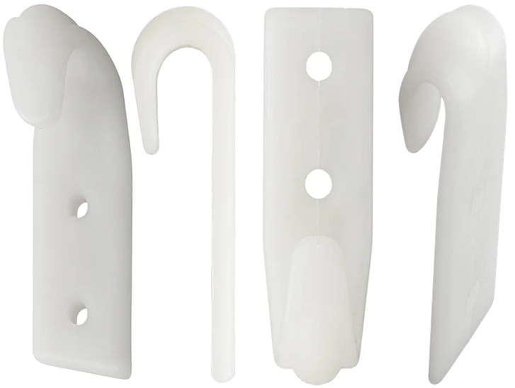 65 x 20 mm wit kunststof nylon&nbsp;touwhaak schroefbevestiging&nbsp;- witte bindhaak voor de aanhanger - sjorhaak - nethaa