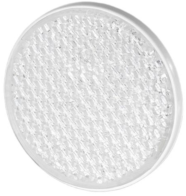 63 mm ronde witte&nbsp;reflector met e20 keur - &nbsp;reflector wit&nbsp;met boutverbinding - aanhangerreflector voor de 