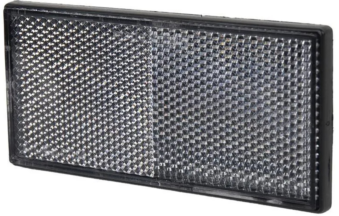 107mm x 51mm reflector langwerpig&nbsp;wit met plak montage - aanhangerreflector&nbsp;met e8&nbsp;keurmerk - reflectie vo