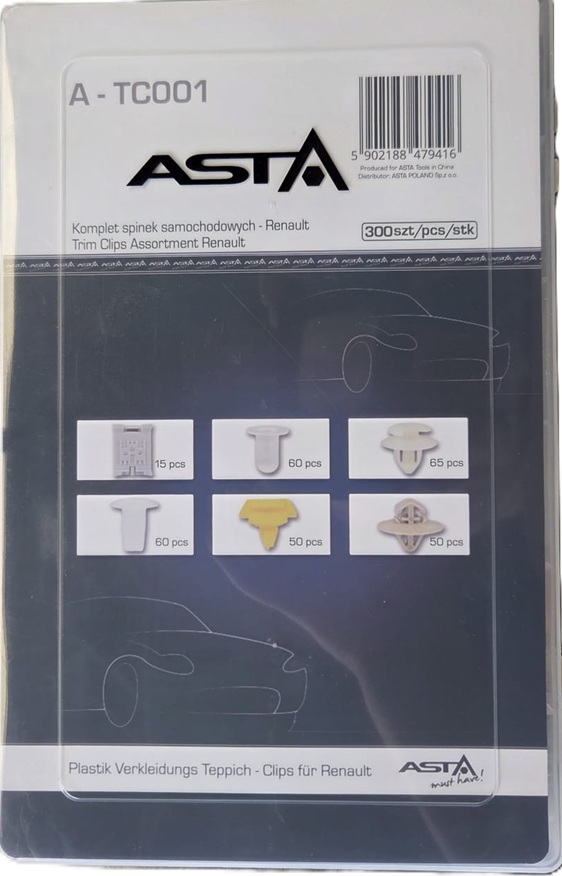 renault interieur clip set 300 delig&nbsp;- autoclips&nbsp;- bekledingclips&nbsp;- kunstof klemmen - dashboardclips
