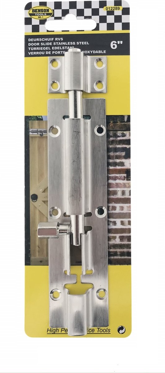 deurschuif rvs&nbsp;15 cm lang - schuif grendel 6'' - poortslot - deurslot - loopdeur slot - deursluiting
