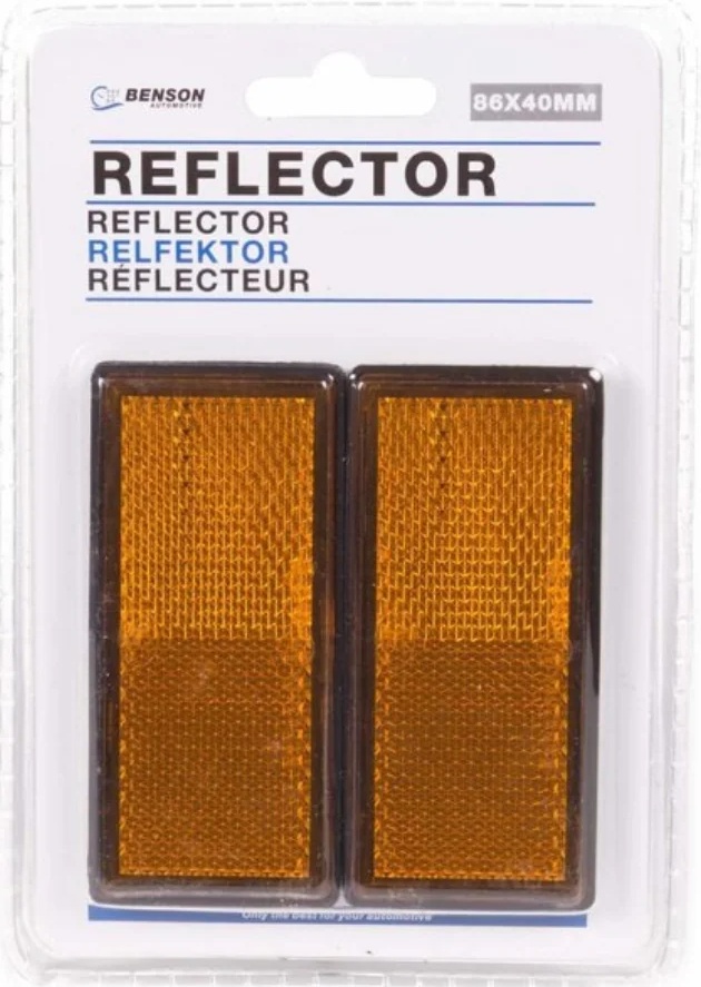 86 x 40 mm benson 2x oranje rechthoek&nbsp;reflector plak e4 keurmerk - plakreflector&nbsp;- reflectoren zijkant van de aan