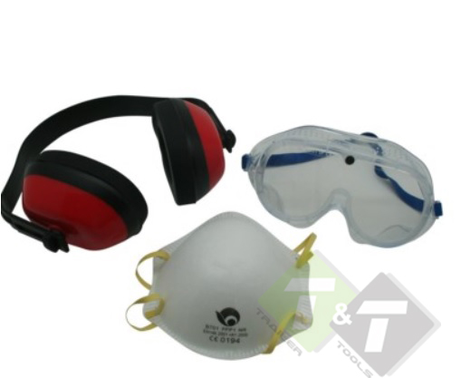 Veiligheidsset, Veiligheidsbril, Gehoorbeschermer, Stofmasker