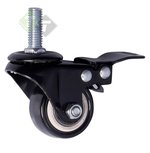 Zwenkwiel met rem PU 50 x 23mm, Draadstang, Meubelwiel, Mammuth Zwenkwiel met rem PU 50 x 23mm, Draadstang, Meubelwiel, Mammuth