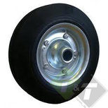 Wiel met stalen velg voor zwaar neuswiel, 20mm asdiameter, 220mm diameter, 65mm asgat breedte Wiel met stalen velg voor zwaar neuswiel, 20mm asdiameter, 220mm diameter, 65mm asgat breedte