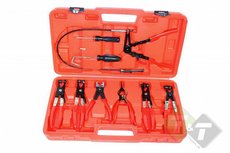 Flexibele slangklem tang set, 7 delig, slangklemmen van 18 tot 54mm Flexibele slangklem tang set, 7 delig, slangklemmen van 18 tot 54mm