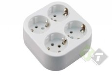 Stekkerdoos 4 Voudig + RA + 1,5 meter snoer, 95mm x 100mm x 40mm (L x B x H), max 2500watt Stekkerdoos 4 Voudig + RA + 1,5 meter snoer, 95mm x 100mm x 40mm (L x B x H), max 2500watt