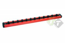 Doppenrail, Magnetische dophouder, 3/8 duims, 400mm lang, capaciteit van 12 doppen Doppenrail, Magnetische dophouder, 3/8 duims, 400mm lang, capaciteit van 12 doppen